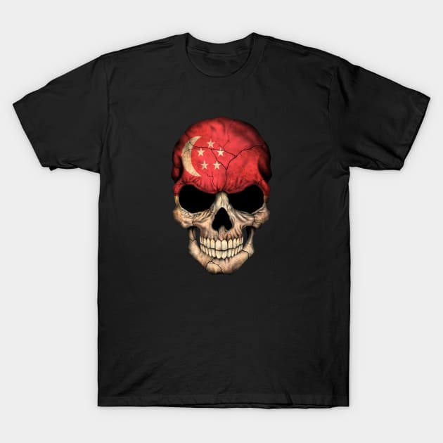 Singapore Flag Skull T-Shirt by jeffbartels